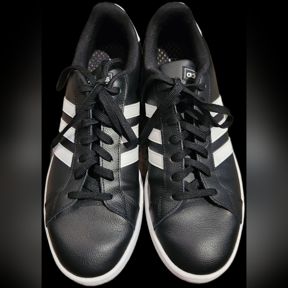 Adidas Black White Stripe Grand Court F36393 Mens Sneakers Athletic Shoes 12.5 - Picture 2 of 12